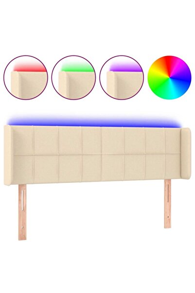 vidaxl Tăblie de pat cu LED, crem, 147x16x78/88 cm material textil