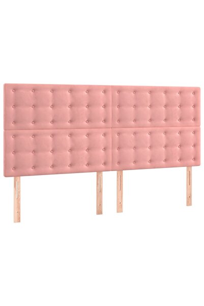 vidaxl Tăblie de pat roz 160x5x118/128 cm catifea