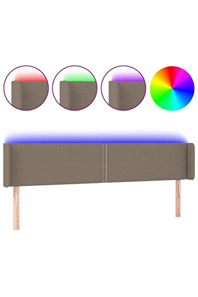 vidaxl Tăblie de pat cu LED, gri taupe, 203x16x78/88 cm, textil