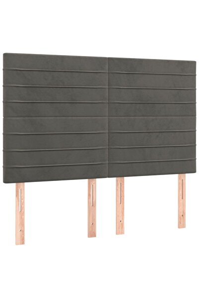 vidaxl Tăblie de pat gri închis 144x5x118/128 cm catifea