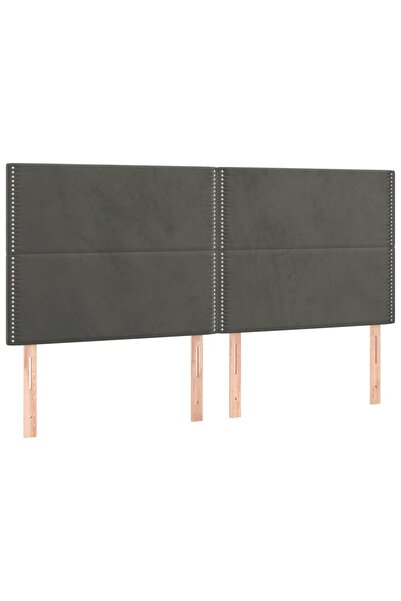 vidaxl Tăblie de pat gri închis 180x5x118/128 cm catifea