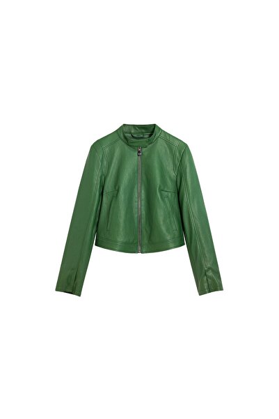 Desigual Jachetă de damă din imitație de piele 26SWEW09 Verde