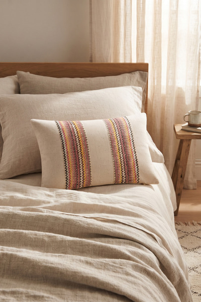 cottoncloth Knitted Colorful Lace Detailed Cotton Modern Decorative Hidden Zipper Throw Pillow Cover 35X55 cm