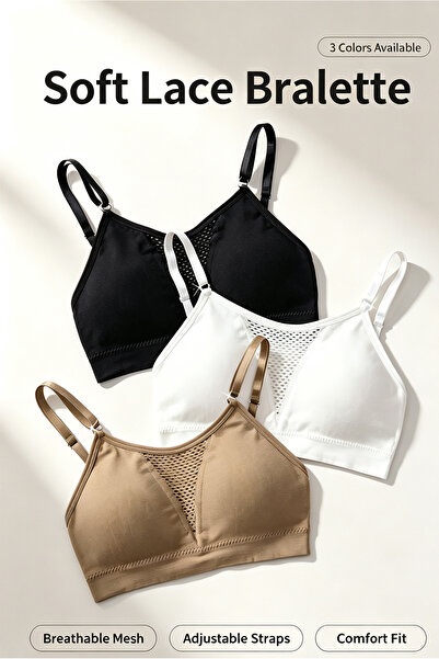 Generic 3 Pcs Soft Breathable Mesh Bralette for Women, Wireless Comfort Every...
