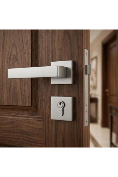 LOZAN Rosewood Split Square Matte Chrome Door Handle Set - Lousan