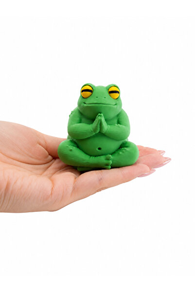 Yapı3D Meditasyon Yapan Kurbağa Dekoratif Masaüstü Biblo Zen Figürü Sert Plas...