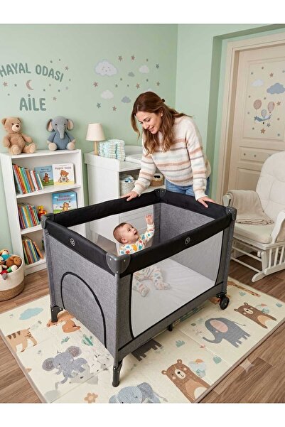 Mocca Style Anne Yanı Park Yatak Sallanır Oyun Parkı Bebek Beşik ,Yatak Hediyeli 75 x 110