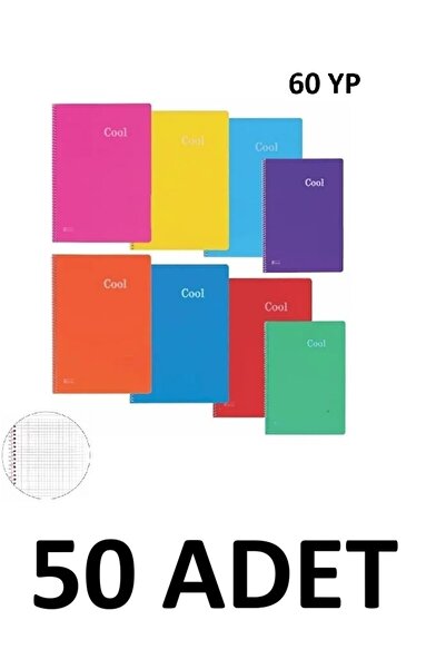 KESKİN COLOR 50 Pieces A4 Cool Spiral 60 Sheets Checkered Pp Cover Notebook