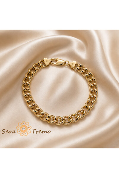 SaraTremo Brățară unisex Kael, placată triplu cu aur de 14K, 20 cm