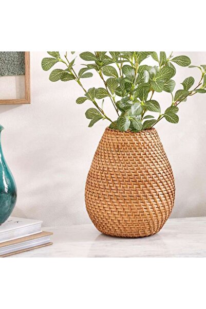 PAN HOME Panama Rattan Vase Dia20x24cm- Natural