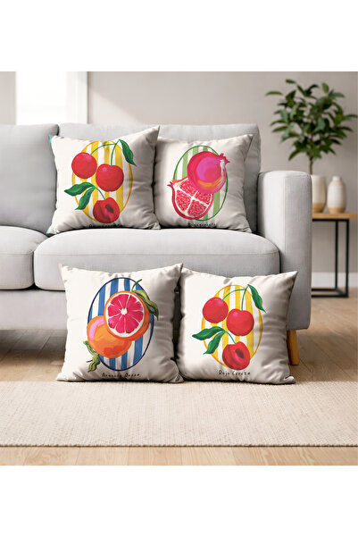 Filamente 4-Piece Double-Sided Digital Print Throw Pillow Cover Summer Series...