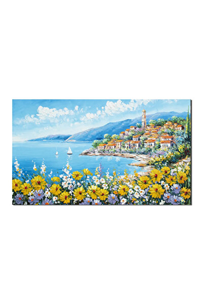 artnova Пъстър средиземноморски пейзаж, картина с импасто техника, 100x60см, ...