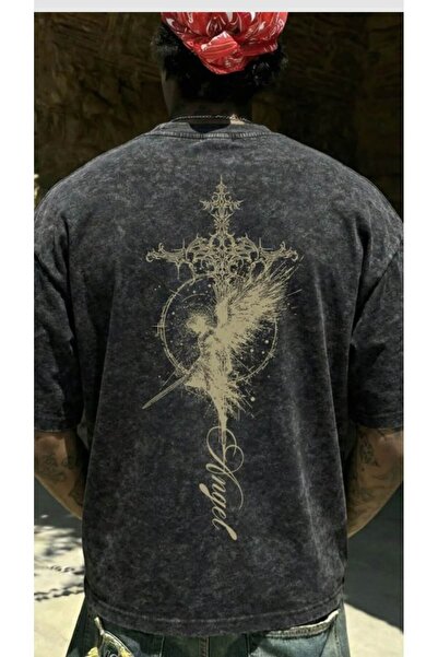 bellanova Unisex πολύχρωμο μπλουζάκι με στάμπα Oversize Streetwear Άνετη εφαρ...
