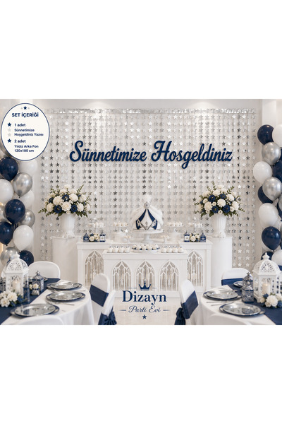 Dizayn Parti Evi Sünnetimize Hoşgeldiniz Duvar Süsleme Seti | 2'li Yıldız Ark...