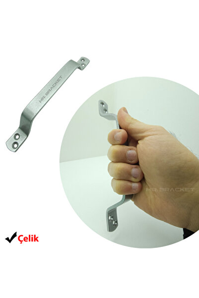 MR.BRACKET Gümüş Çelik Dayanıklı Vidalı Tutma Kulpu 21.5 cm - Ağır Site Bina Okul Bahçe Kapısı Metal Kapı Kolu