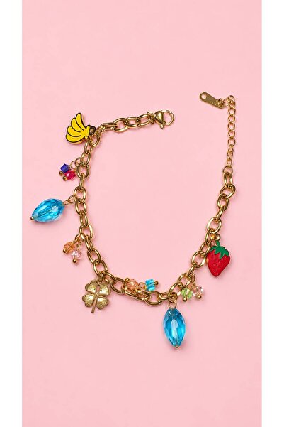 Haziran Accessory, Chain Steel Women's Bracelet with Charm