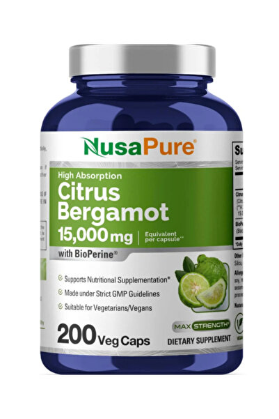 NusaPure Herbs, Citrus Bergamot Capsules 15,000mg, 200 Capsules - 25:1 Bergam...