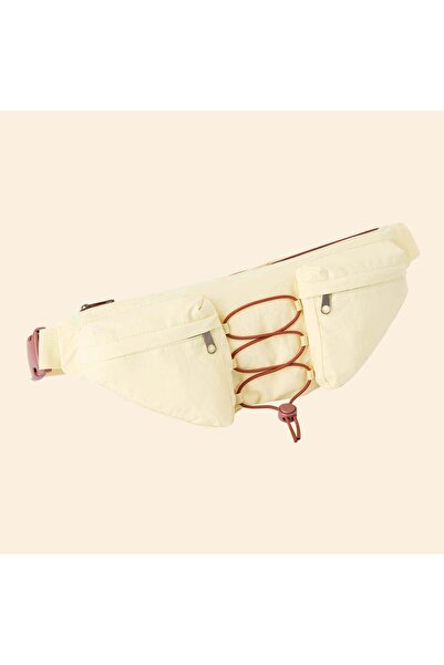 KIABI Sports Waist Bag with Exterior and Interior Pockets 15x40 cm YELLOW