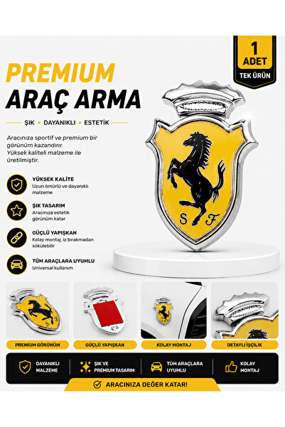 Car19 Ghia Arma Ferrari Araç Direk Arması Etiket Arma (1 Adet)