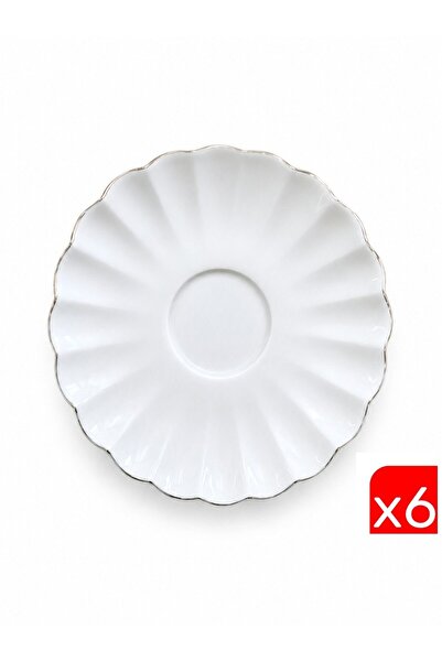 Kütahya Porselen Bone Luz Tea Plate 11.50cm Platinum Gilded Set of 6