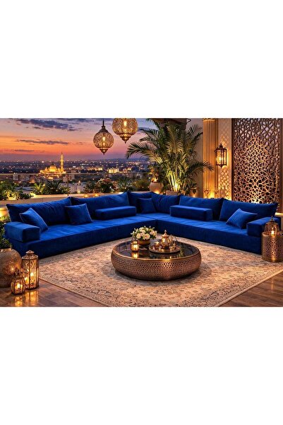 Xboat Large Sectional Sofa, Royal Blue Velvet, L-Shaped Corner Couch with Cus...