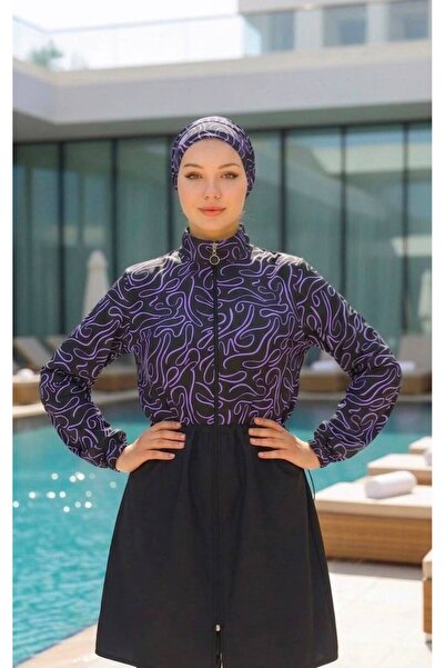 TrendModessa Full Coverage Eye-Catching Beachwear Swim Hijab Swimsuit with El...
