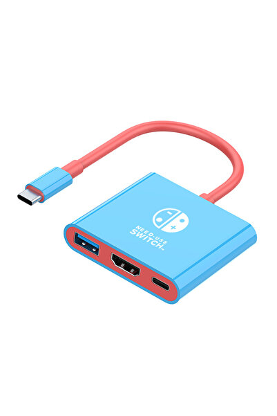 Choice Red Blue 3in1 Type-c to HDMI Adapter Portable TV Adapter with USB3.0 p...