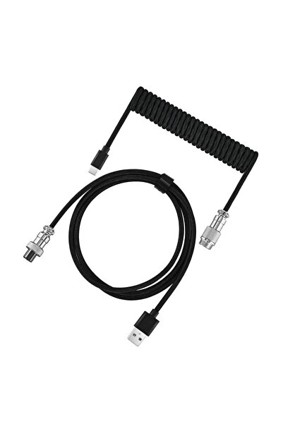 Choice1 لوحة مفاتيح ميكانيكية USB من النوع C، لون أسود، 7 ألوان، كابل حلزوني،...