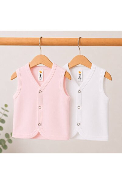H&C COOLBOY H & C %100 Pamuk 2'li Bebek Yeleği Çıtçıtlı Kolsuz İç Yelek 0-36 Ay
