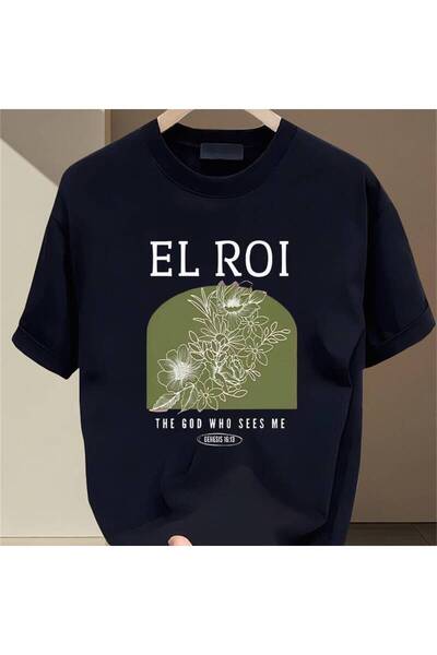 Astogria13 تي شيرت EL ROI بتصميم 'الله الذي يراقبني' بأكمام قصيرة باللون الكح...