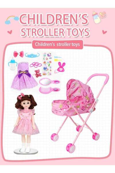 Generic A portable, foldable stroller with an infant doll - suitable for todd...