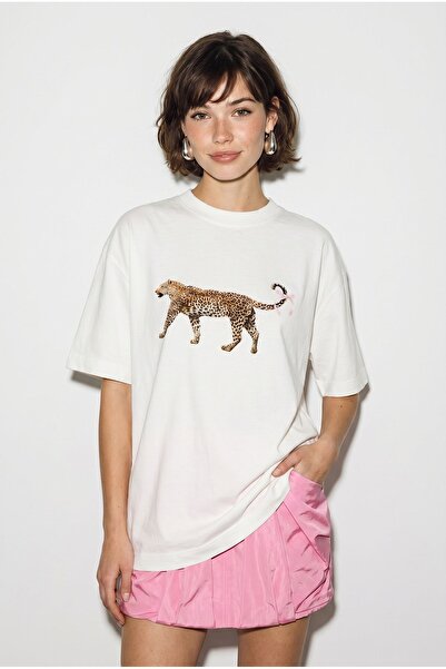 Hiccup LUCCI Tricou Oversize Din Bumbac Cu Imprimeu Leopard