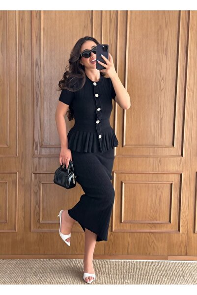 ruyaguneyboutique İkili Triko Siyah Takım