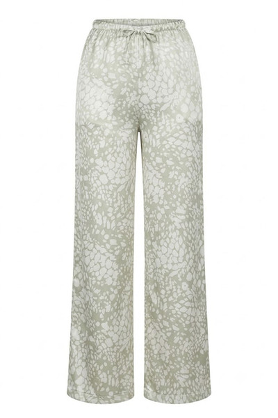 KECHİ WOMAN Leopard Patterned Waist-Tie Satin Trousers Stone