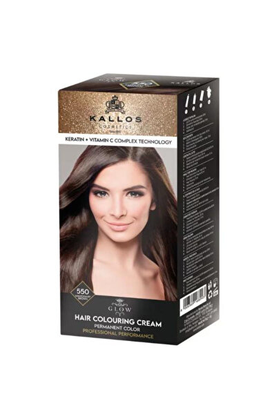 Kallos Vopsea Permanenta - Glow Long Lasting Cream Hair Colour, nuanta 550 Sa...