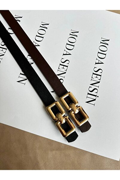 LİA KEMER 2-Pack Major Double Rectangular Buckle Belt Waist Belt Coat Belt Dr...