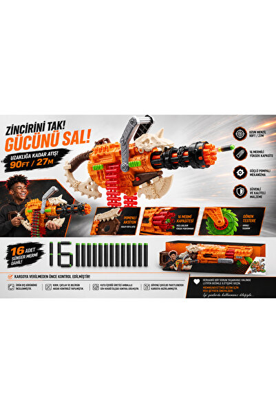 FABBA TOYS S00036733 SUN-ZUR-X-SHOT SİLAH SÜNGER ATAN 48 MERMİLİ