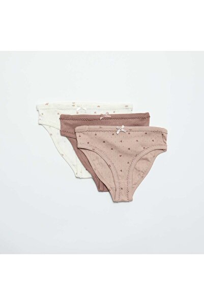 KIABI Cute 3-Pack Pointelle Knit Briefs WHITE