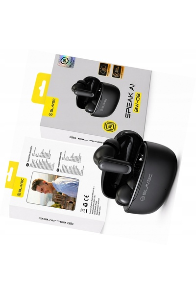 Blavec Căști traducătoare negre TWS BW-08 cu traducere AI pentru Realme Pro P...