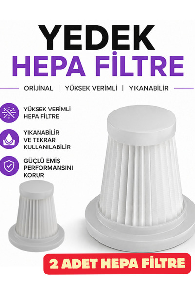 Teknoloji Gelsin Hepa Filtre Araç Süpürgeleri ile uyumlu 2 Adet Filtre Yıkana...