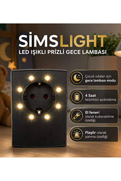 SimsLight Led Işıklı Prizli Gece Lambası
