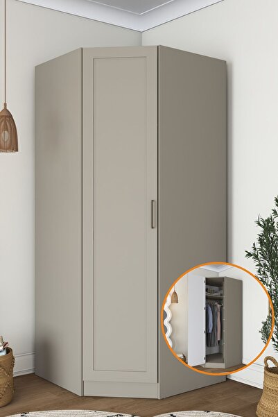 Rani Mobilya Rani BA311 Membran Kapaklı Köşe Modül Gardırop Tek Kapaklı 6 Raf...