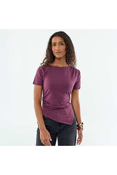 KIABI Asymmetric Short-Sleeved T-Shirt PURPLE
