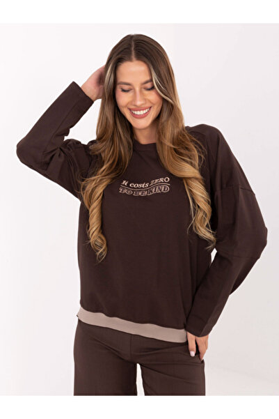 Relevance Bluza Dama, RELEVANCE, Bumbac, Maneca lunga, Maro inchis, model RV-...