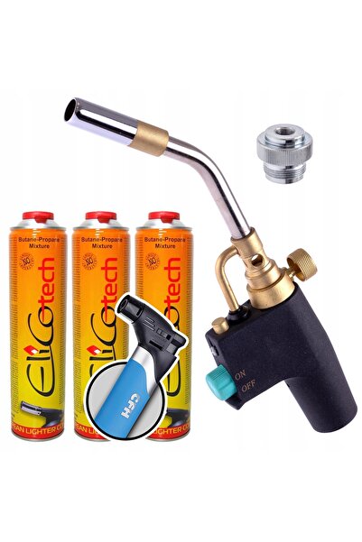 TC Technic Arzător cu gaz MAPP Propan pentru lipit Piezo Turbo 2800 ° C 3X BU...