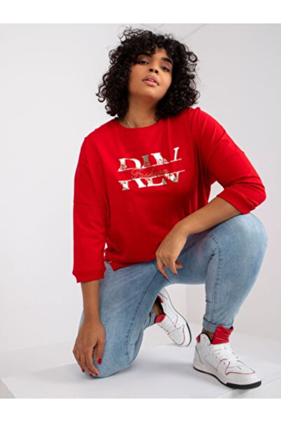 Relevance Bluza Dama Maneca 3/4, Imprimat, RELEVANCE, Rosu Eleganta Office Mo...