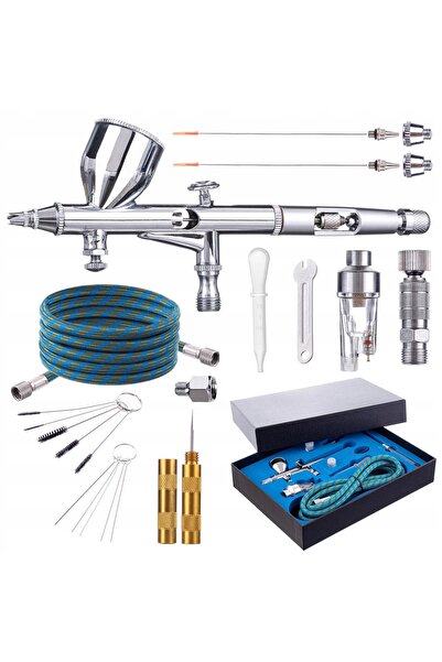 TC Technic Aerograf modelar, set de duze 0,2 0,3 0,5, furtun, pensule, mini p...