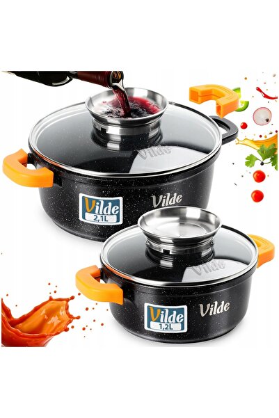 Vilde Set de 2 vase de gătit din granit pentru gaz și inducție, 16 + 20 cm