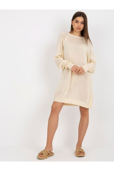BADU Pulover Dama, BADU, Acril, Rochie oversize, Bej deschis, model BA-SW-900...