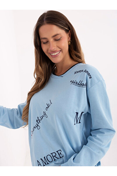 Relevance Women's Sweatshirt, RELEVANCE, Cotton, Long Sleeve, Light Blue, mod...